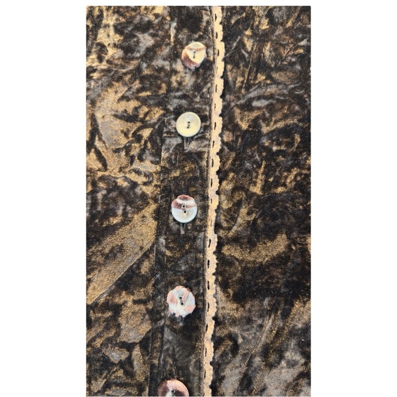 Chicos Velvet Burnout Chocolate Chic Elegant Boho Shimmery Lace Floral Jacket - Picture 8 of 12